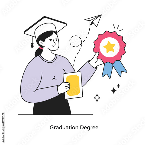 Graduation Degree abstract concept vector in a flat style stock illustration