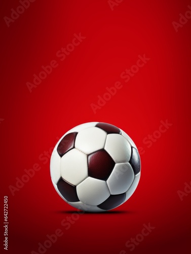 Professional Football ball Sports Equipment Photorealistic Vertical Illustration. Sporting Gear Ai Generated Bright Illustration with Active Game Football ball Sports Equipment.