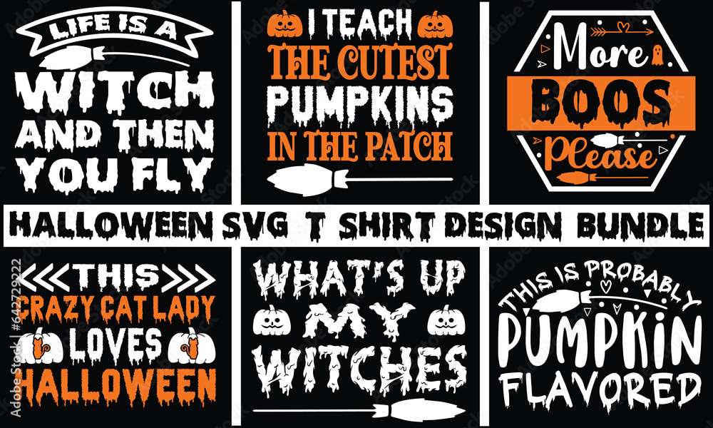 Halloween SVG T-Shirt Design bundle typograph ,Halloween Vector
