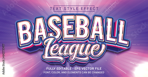 Baseball League Text Style Effect. Editable Graphic Text Template.