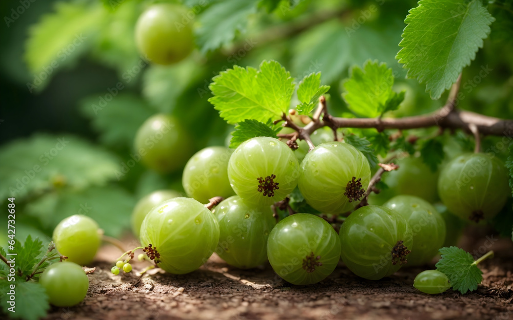 green gooseberries on the vine made with Generative AI green gooseberries on the vine made with Generative AI