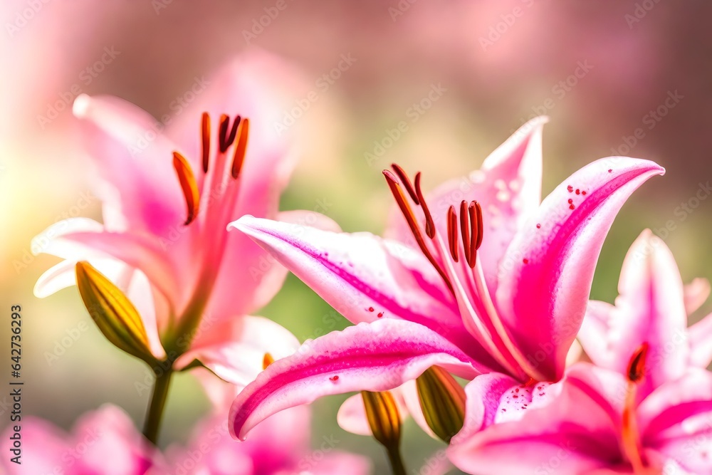 Artistic shot of lily flower, Candy Pink Color beautiful flowers background