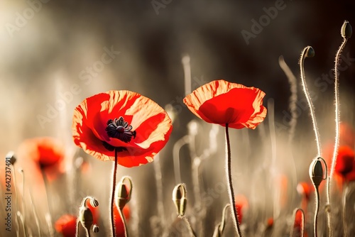 Artistic shot of poppy flower, Poppy Red Color beautiful flowers background