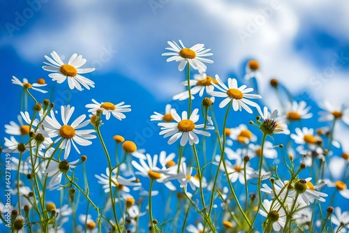 Beautiful field meadow flowers chamomile