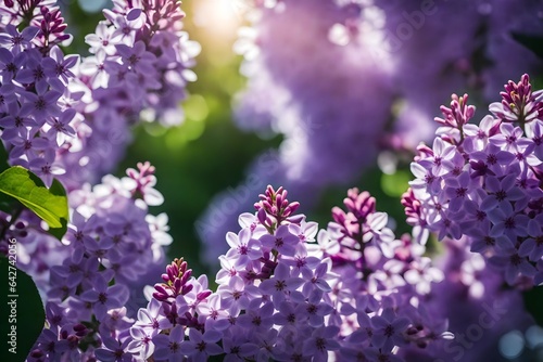 closeup shot of Purple lilac flowers blossom in garden, spring background