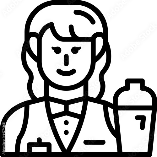 female bartender line icon