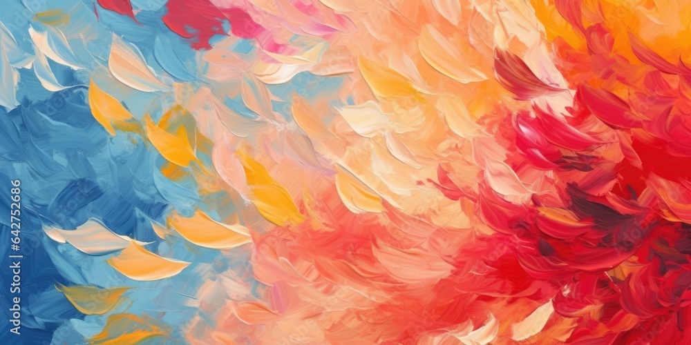 beautiful abstract red yellow blue impressionistic floral design background. beautiful Generative AI AIG32