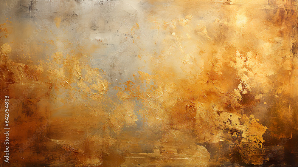Canvas Texture Covered With Ocher Gold Paint.
Illustration On The Theme Of Creativity And Art, Exhibitions And Art. Generative AI
