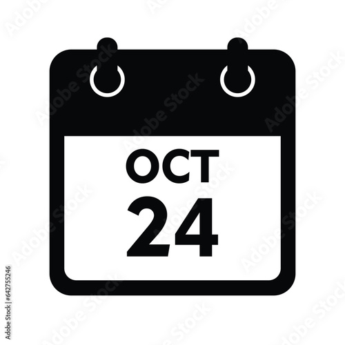 calender icon, 24 october icon with white background