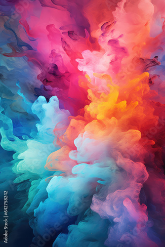 abstract colorful ink or smoke wave in water on dark background. created with generative ai technology. created by generative AI technology. © haha