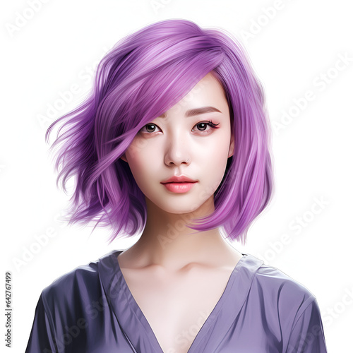 asian girl with purple hair  young woman.