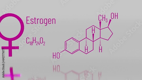 Pink electric waves permeate the estrogen formula and the word Estrogen.