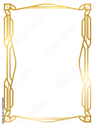 Art Deco gold frame vintage frame line geometric wedding label card frame png transparent background