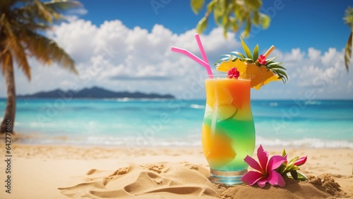 Photo tropical drink on beach
