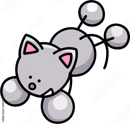 寝そべるにゃんまるのイラスト(左右反転バージョン)　猫
