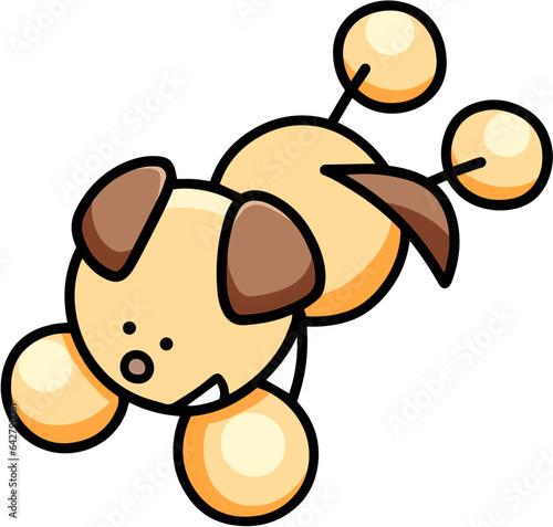 寝そべるわんまるのイラスト(左右反転バージョン)　犬
