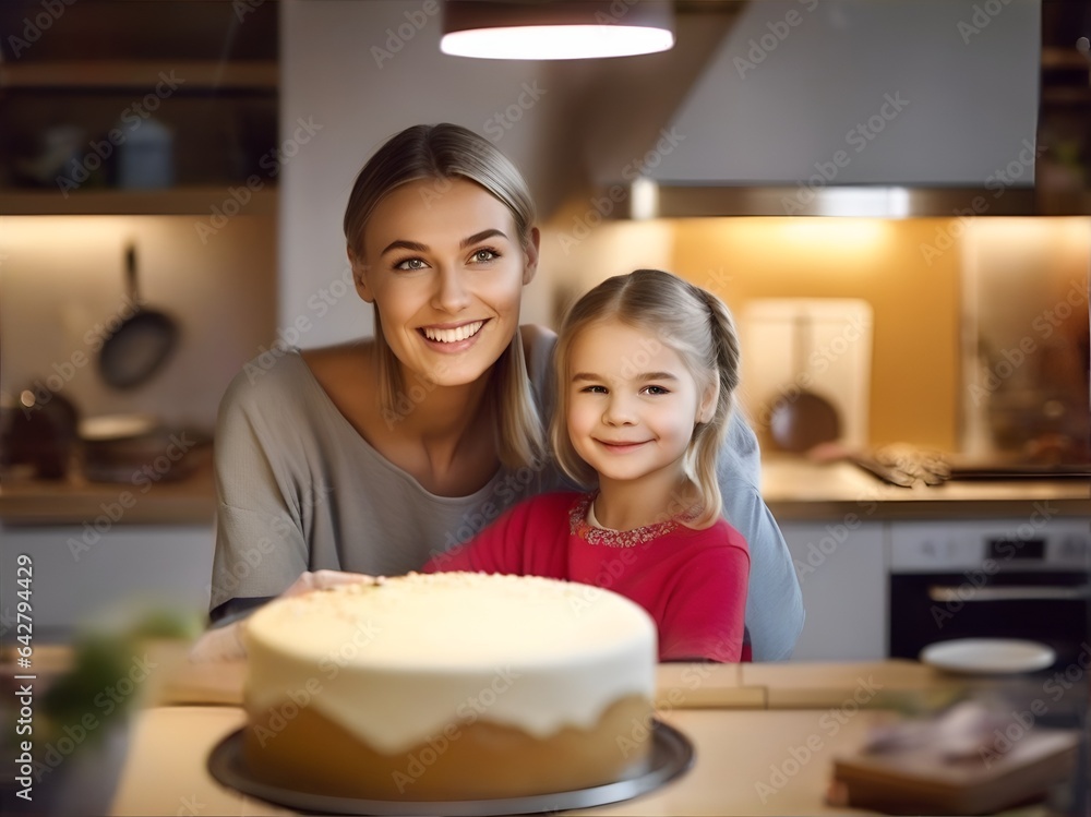mother and child baking cookies