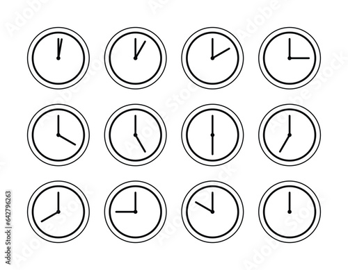 clock icon set, schedule agenda symbol. vector trendy design for app, web, brochure, flyer.