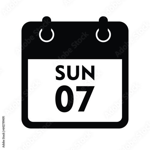 calender icon, 07 sunday icon with white background photo