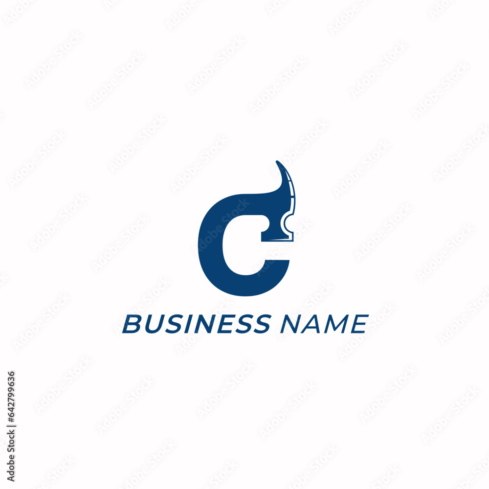 logo design letter C and hammer logo design letter C and hammer