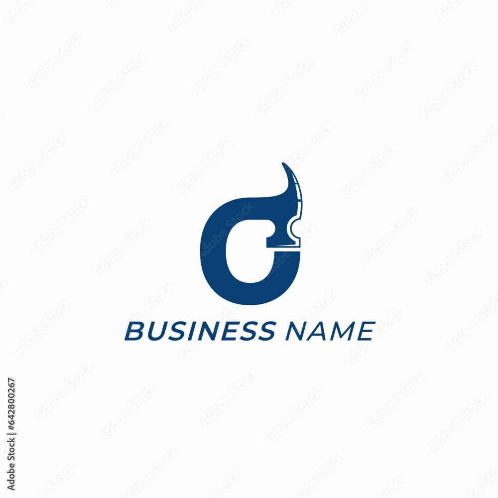 design logo creative letter O and hammer design logo creative letter O and hammer