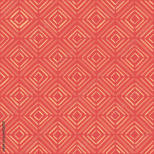hand drawn diagonal squares. folk decorative art. coral geometric repetitive background. vector seamless pattern. fabric swatch. wrapping paper. continuous design template for linen, home decor, cloth