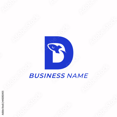 design logo combine letter D and rocket