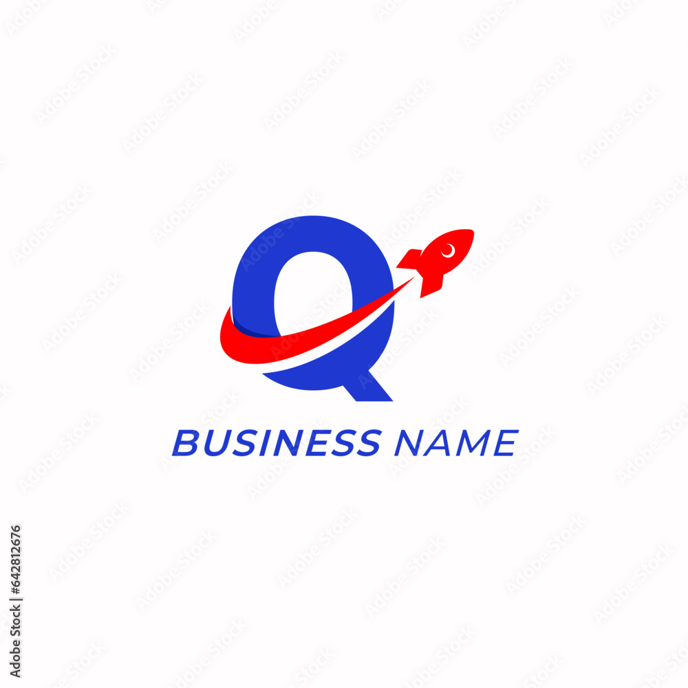 design logo combine letter Q and rocket launch design logo combine letter Q and rocket launch