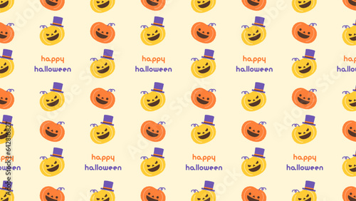 ハロウィンイメージ／かぼちゃの背景パターンイラスト素材