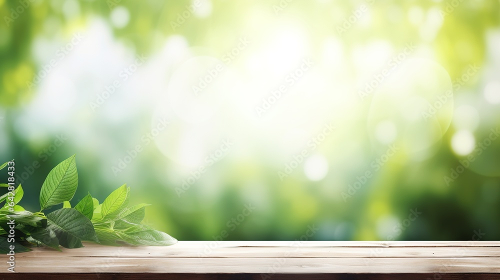 wood table and green grass background wood table and green grass background