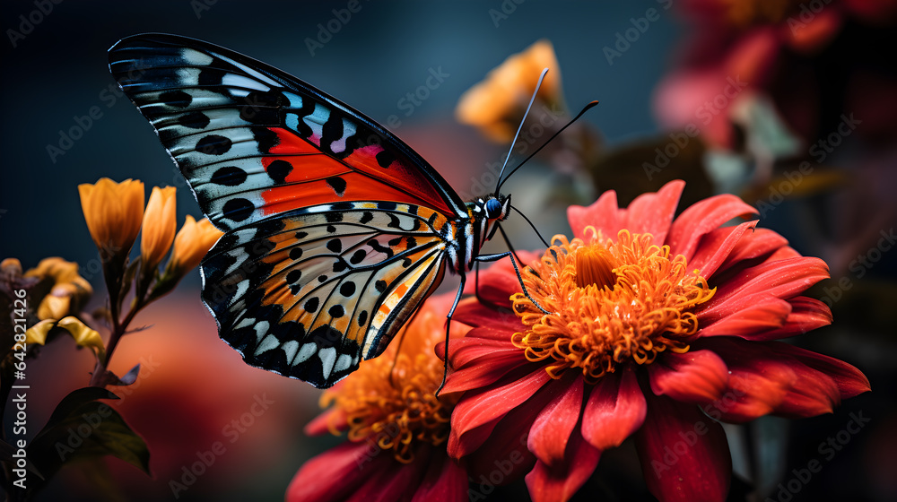 butterfly perched on the flower butterfly perched on the flower
