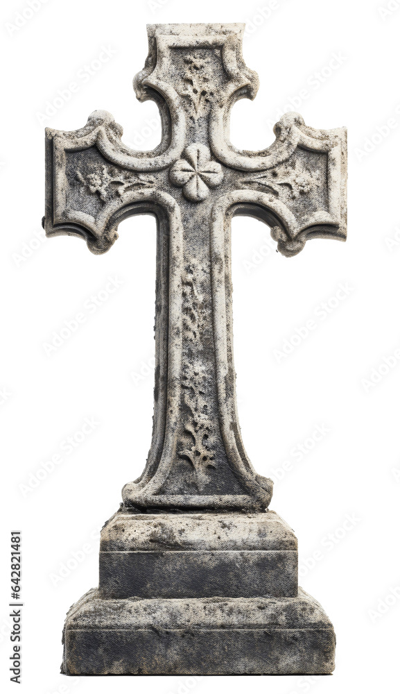 Gravestone. Cross-headstone. Old stone cross in the cemetery. Isolated on a transparent background. Gravestone. Cross-headstone. Old stone cross in the cemetery. Isolated on a transparent background.