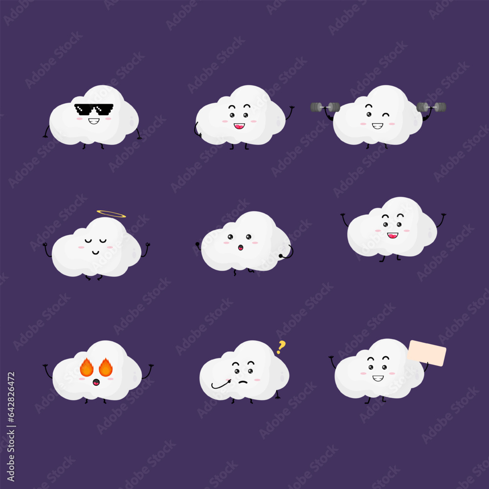 Fototapeta premium Cute cloud character vector illustration