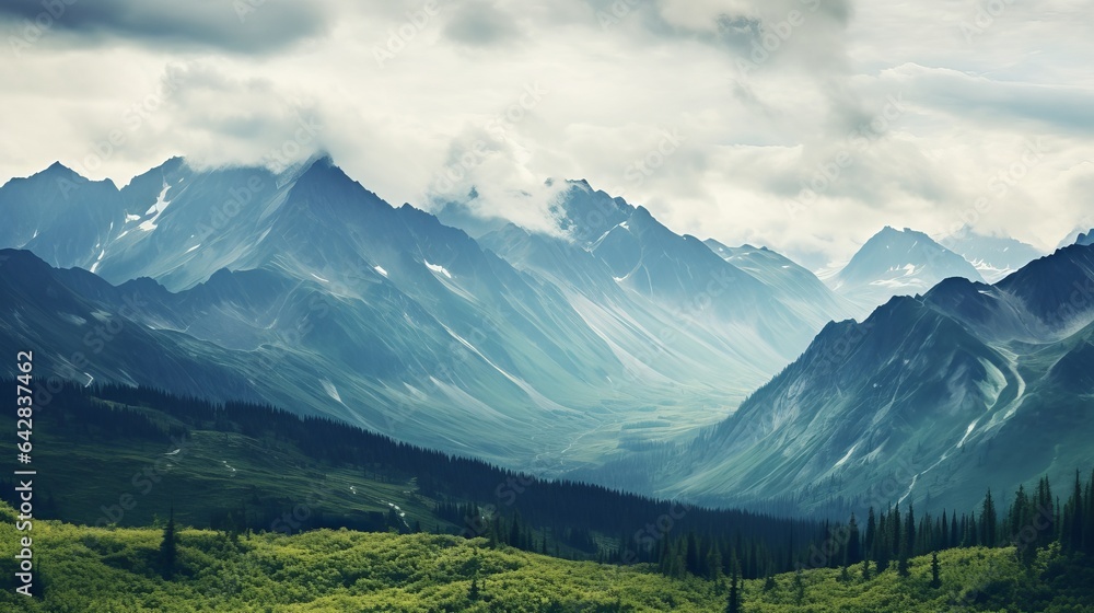 a cloudy sky over Alaskan mountains