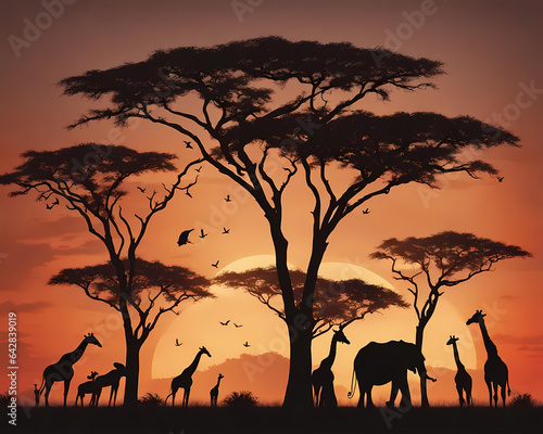 silhouette of a giraffe at sunset