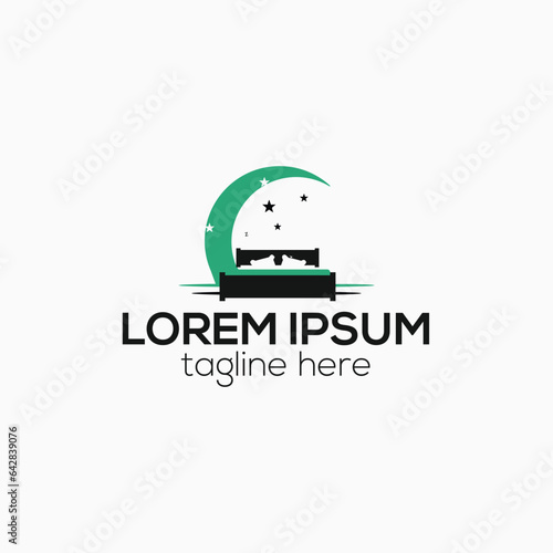 Dream deep sleep logo, rest, relax comfort moon logo star crescent logo design vector template