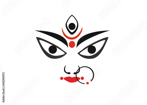 Photography durga puja face of goddes durga illustration white back ground