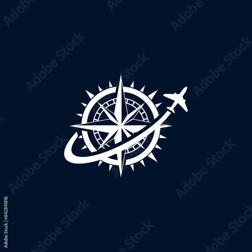 explorer with compas and plain design logo