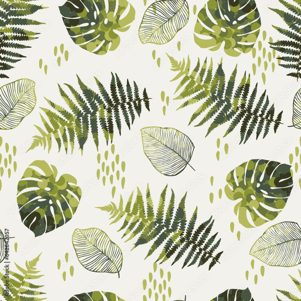 Tapeta Bezszwowe zielony tropikalny