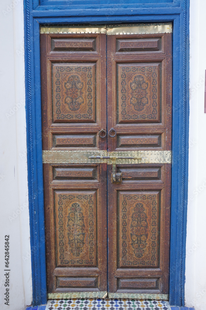 Marrakech, Morocco - Feb 8, 2023: Beautiful interiors and architecture of the historic Bahia Palace Marrakech, Morocco - Feb 8, 2023: Beautiful interiors and architecture of the historic Bahia Palace