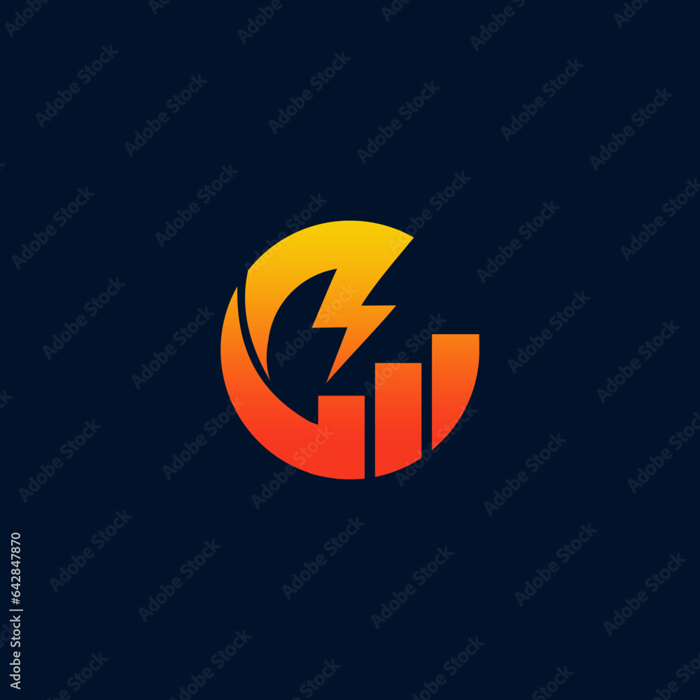 letter g with electric icon and bar graphic letter g with electric icon and bar graphic