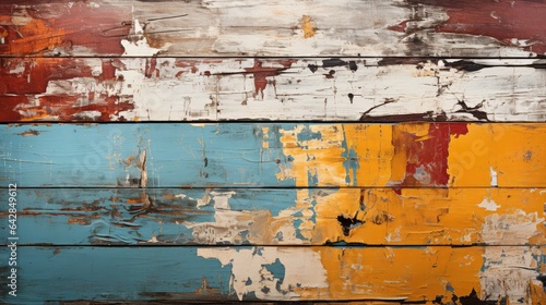 wood planks with colorful paint. Generative AI
