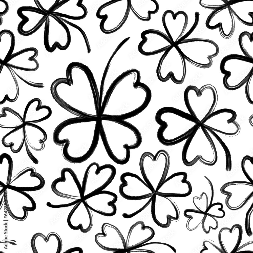 Fototapeta premium floral herbal seamless abstract pattern background fabric fashion design print digital illustration art texture textile wallpaper colorful image apparel repeat graphic details black and white