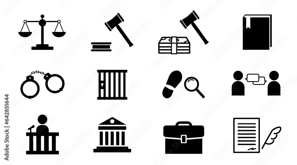 Trial and law icon set, trial, law, advocacy, - obrazy, fototapety, plakaty 