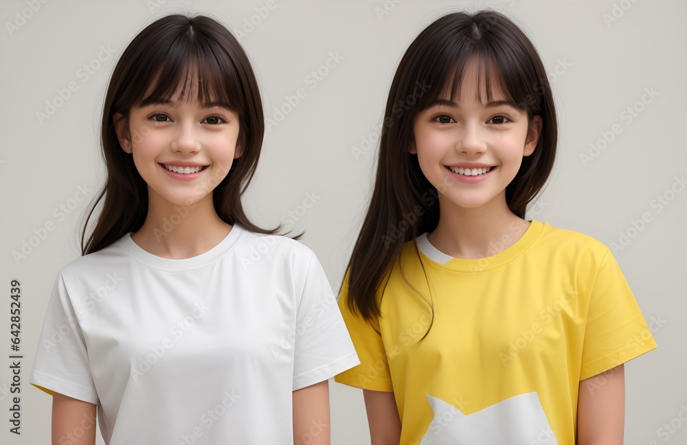 Double the Smiles, Double the Joy: Identical twins radiate happiness in a heartwarming portrait. Double the Smiles, Double the Joy: Identical twins radiate happiness in a heartwarming portrait.