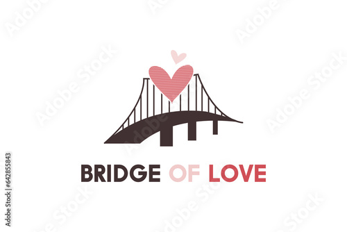 Bridge of love logo. Love shape with bridge logo design vector illustration.