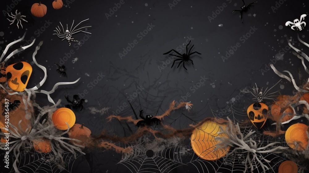 Fototapeta premium Festive Halloween Party Border Design, generative AI