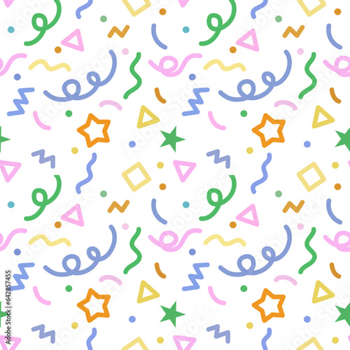 Fun colorfula bstract line doodle shape set. Creative minimalist style art symbol collection for children or party celebration with modern shapes. Simple upbeat childish drawing scribble decoration.