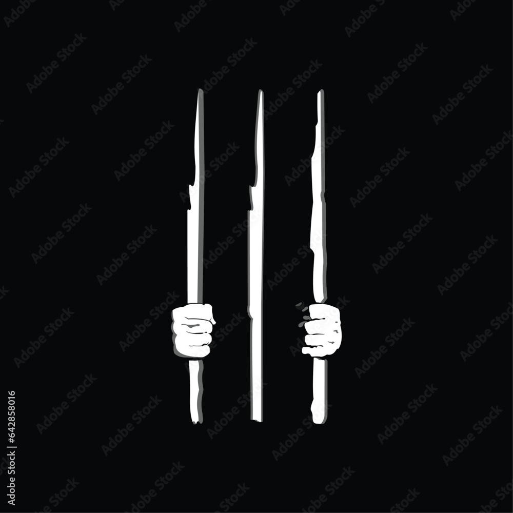 black and white hands holding bars in a prison of darkness black and white hands holding bars in a prison of darkness