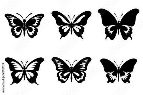 Butterfly silhouettes collection, vector illustration © dewaai